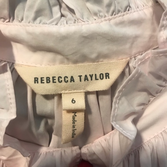 Rebecca Taylor Pink Cotton Ruffle Neck Blouse - Picture 4 of 5